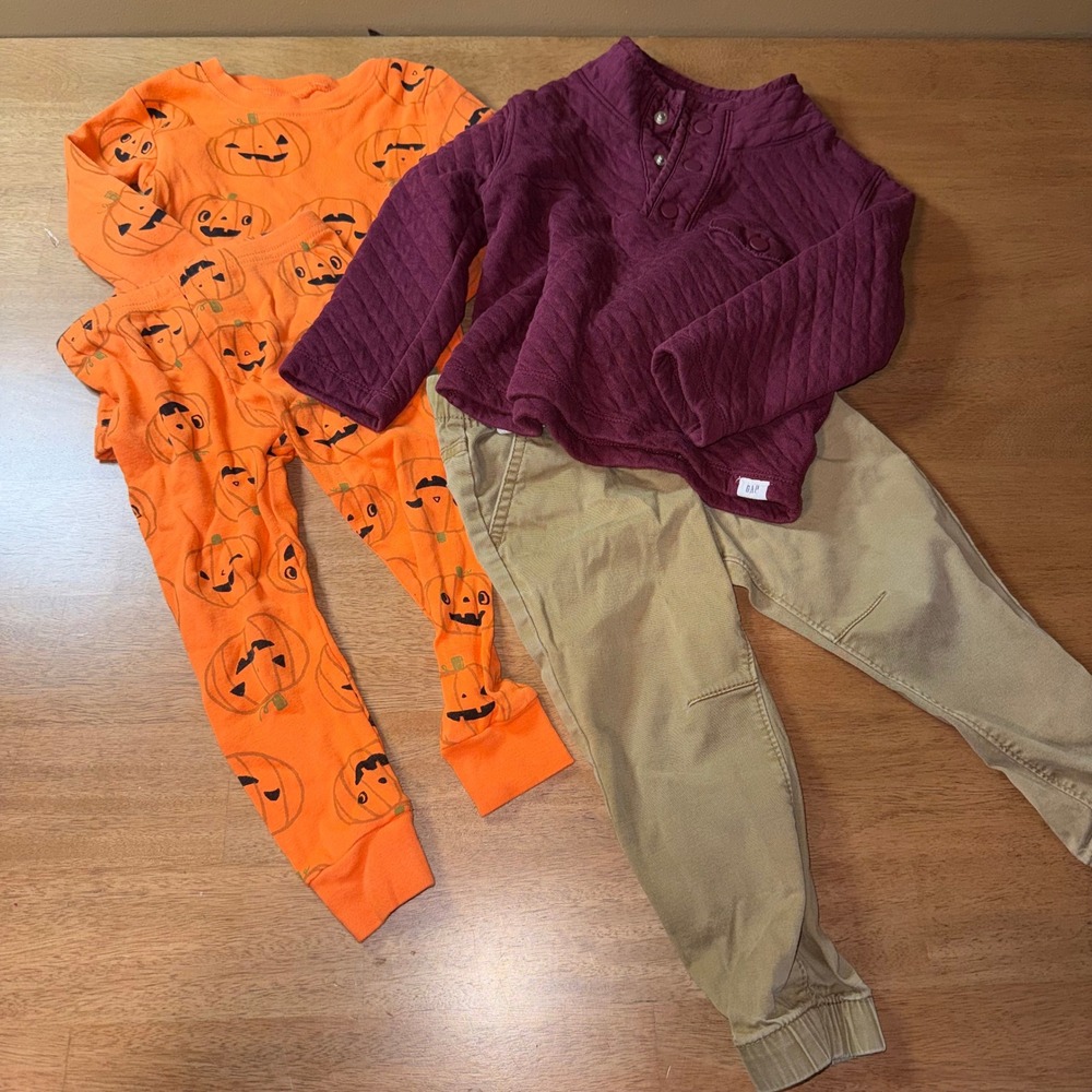 Toddler Boys 2T Lot Carters Pumpkin Pajamas Baby Gap Quilted Pullover Cat & Jack